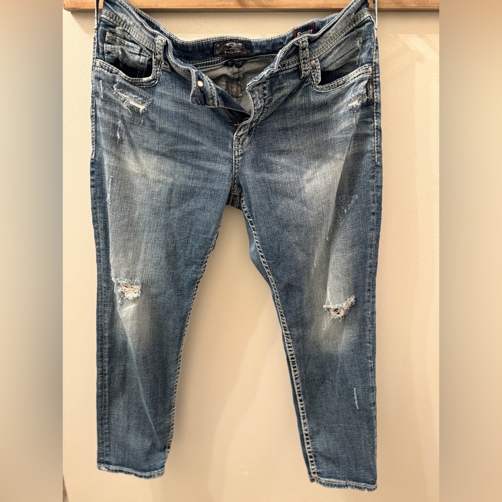 2000s silver cropped jean